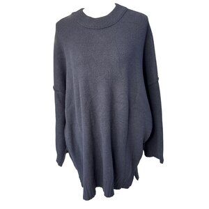 Free People Easy Street Oversized Tunic Sweater L Navy